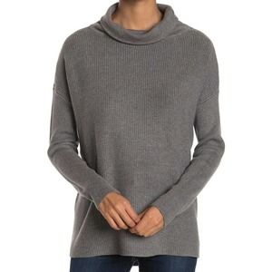 Devotion by Cyrus NEW Size Large Cowlneck Ribbed Tunic Sweater Charcoal Gray